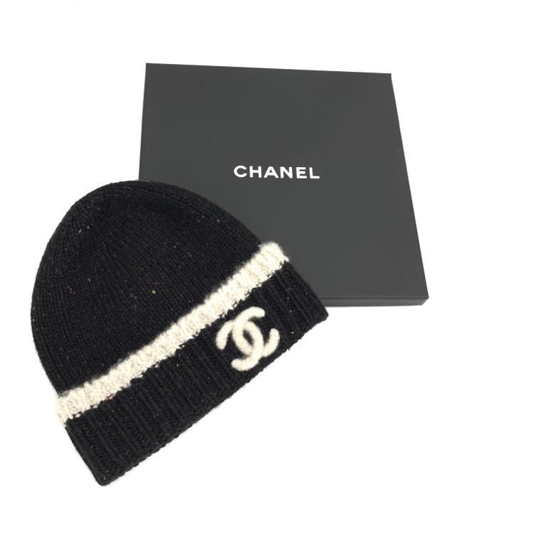 CHANEL シャネル カシミヤニットキャップ 帽子 ブラック - 7YORKU ONLINE