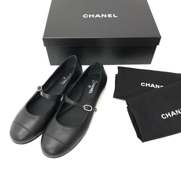 CHANEL シャネル バレリーナ フラットシューズ メリージェーン パンプス 37.5C G38897 X01000 94305 - 7YORKU ONLINE