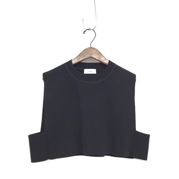 HYKE ハイク S/C/P CREW NECK CROP TOP ニットベスト クロップド ロゴ ...