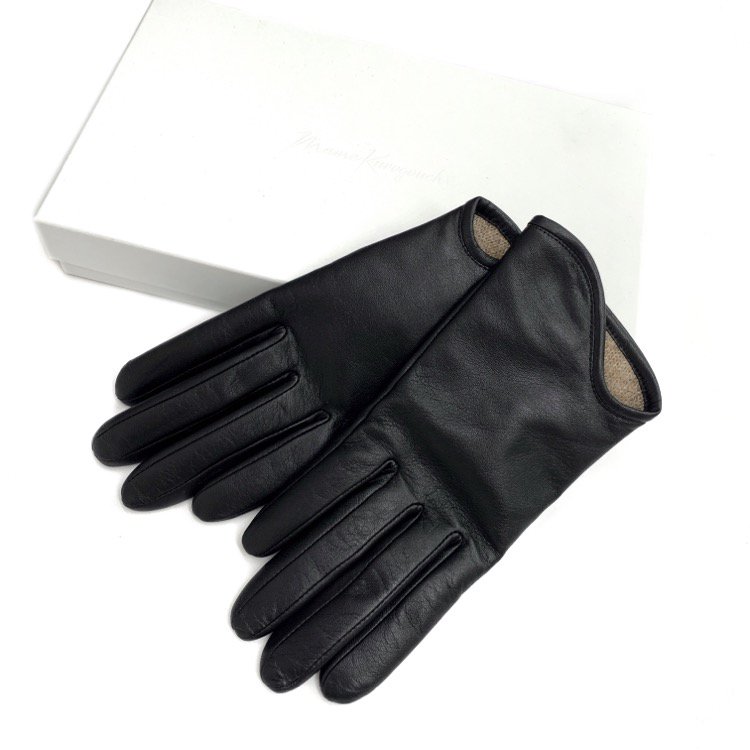 Mame Kurogouchi マメクロゴウチ Plain Leather Gloves レザーグローブ 手袋 ロゴ ブラック 2 MM22FW-AC311