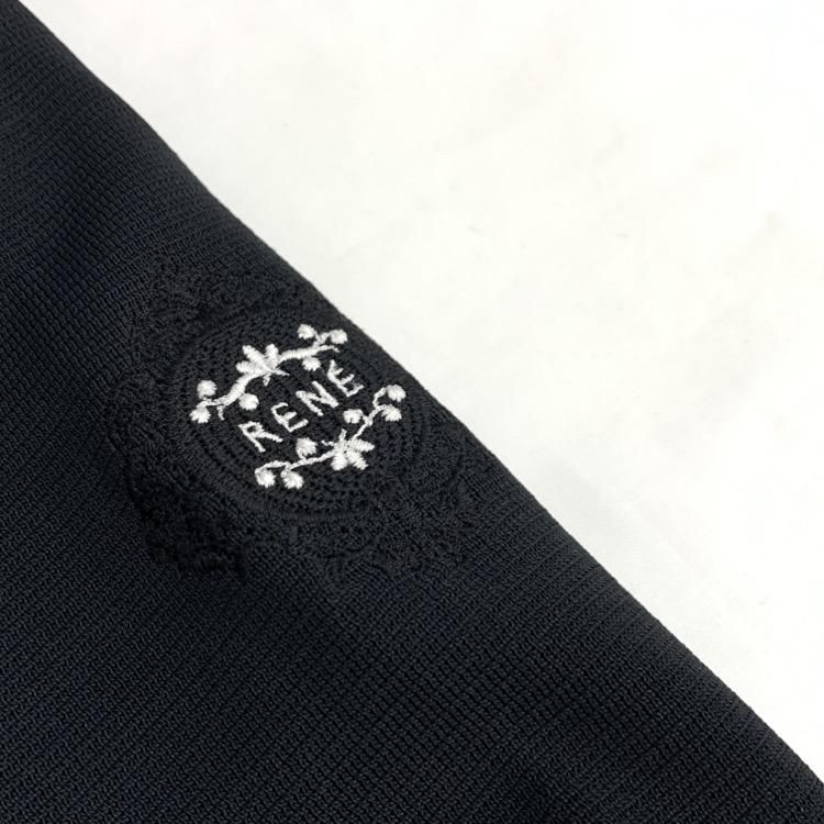 Rene ルネ ノーカラー ジップアップ ジャケット ロゴ刺繍