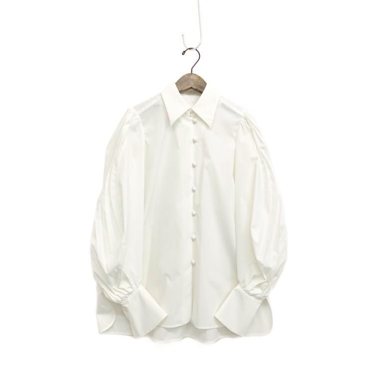 Mame Kurogouchi】 Curved Pleated Shirt / Curved Pleated