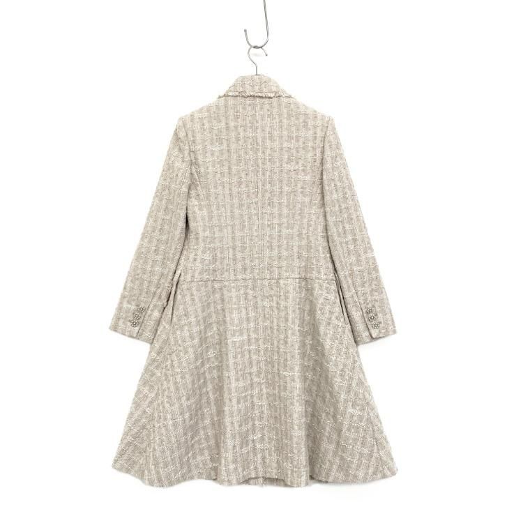 FOXEY フォクシー ツイード コート パールボタン ベージュ