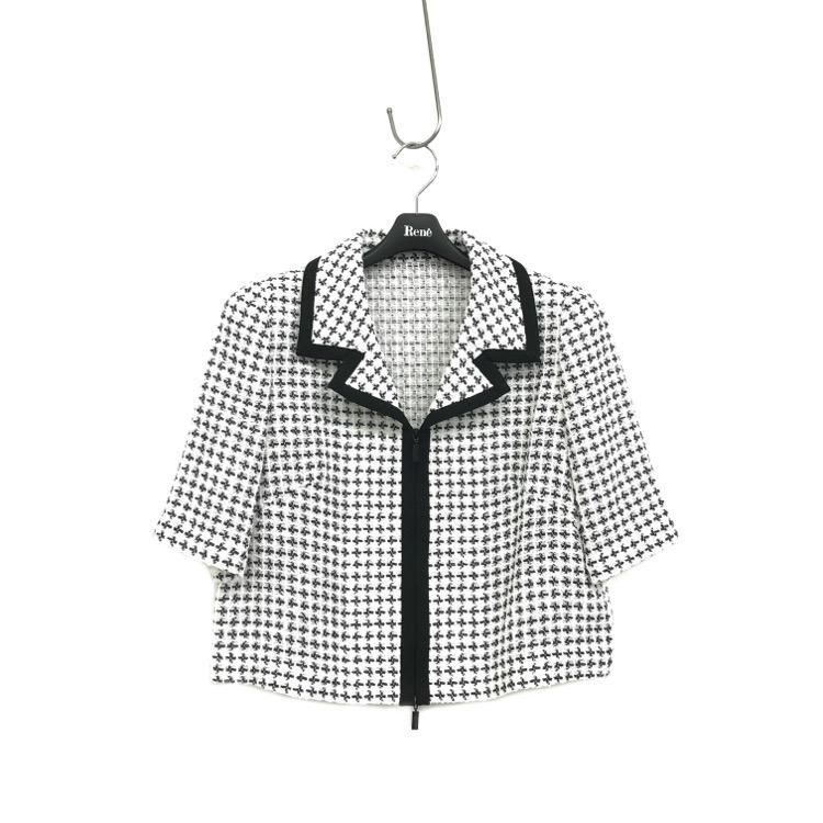 Rene ノーカラージャケット サイズ36 Sサイズ ツイード フランス