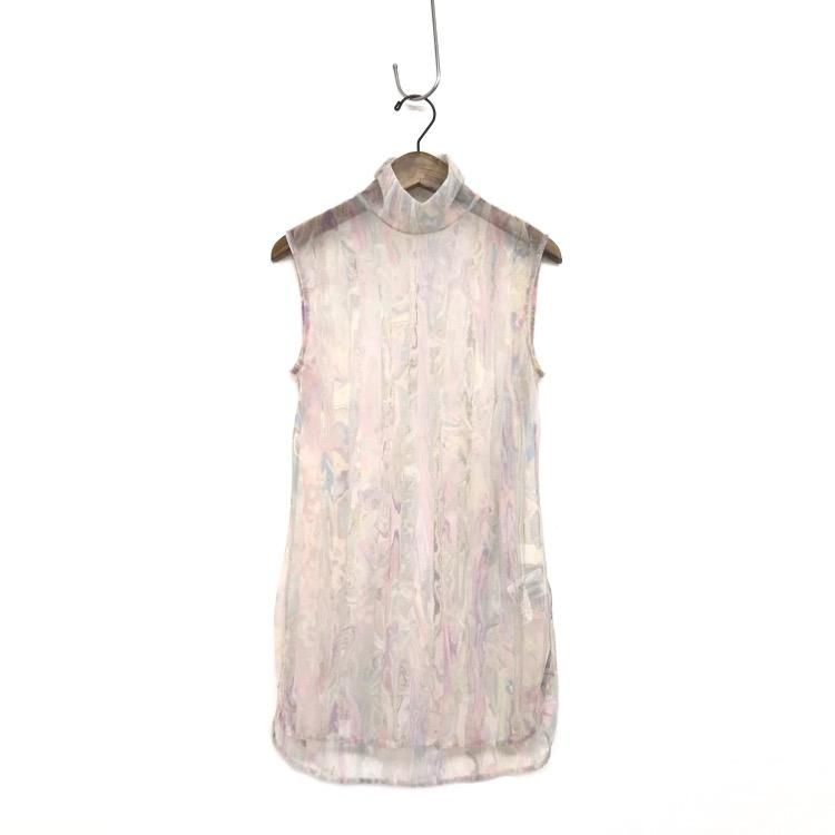 Mame Kurogouchi ޥ᥯ Marble Print Sheer Jersey High Neck Top ȥåץ MM22SS-JS038