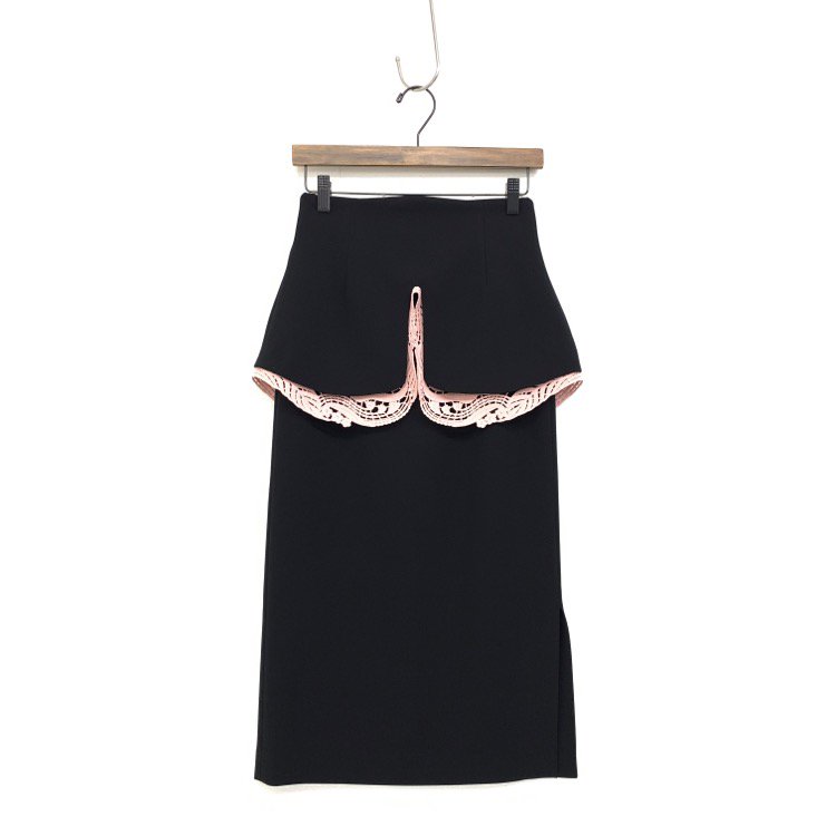Mame Kurogouchi マメクロゴウチ Embroidery Lace High-Waisted Peplum Skirt レーススカート MM20PS-SK709