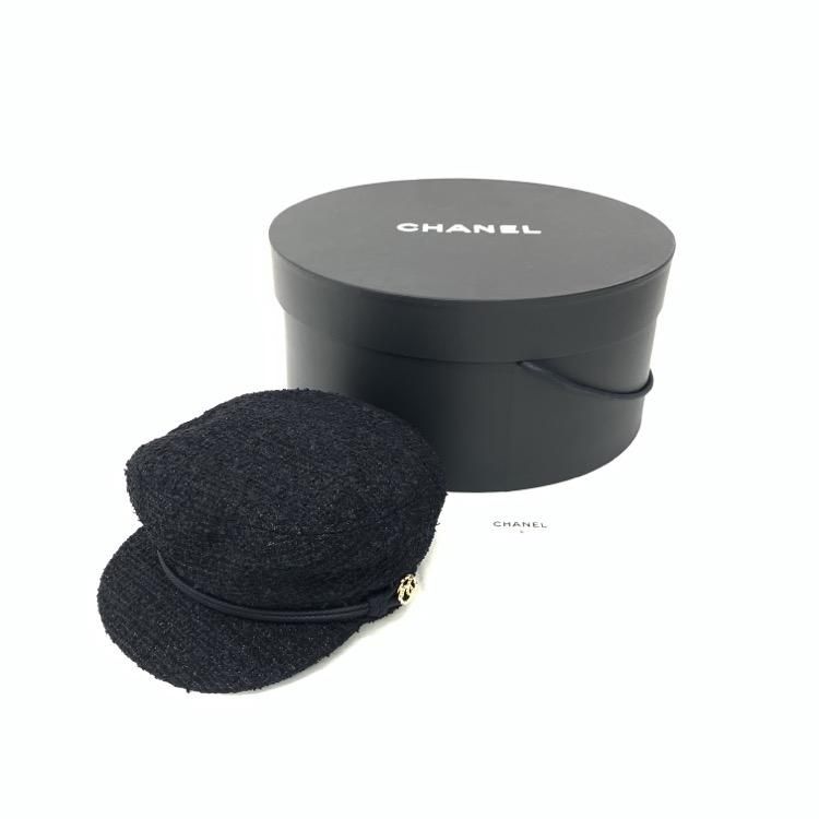 CHANEL シャネル ラメツイード キャスケット 帽子 ブラック M CHANEL シャネル ラメツイード キャスケット 帽子 ブラック M