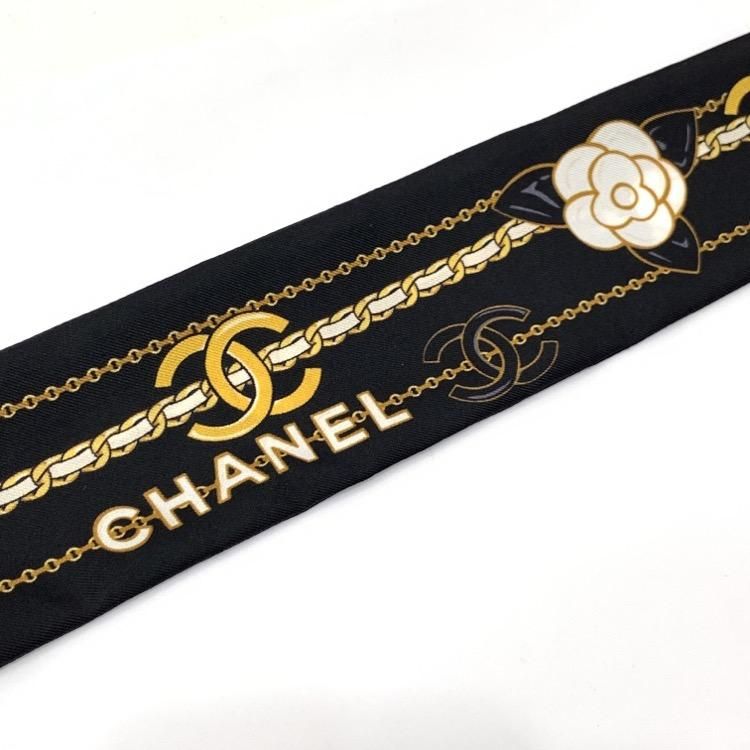 CHANEL シャネル シルク ツイル ヘアバンド スカーフ カメリア CHANEL シャネル シルク ツイル ヘアバンド スカーフ カメリア