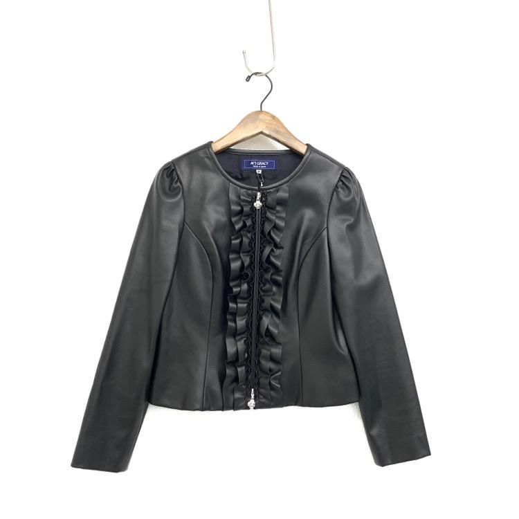 M'S GRACY エムズグレイシー フェイクレザーフリルジャケット ノー M'S GRACY エムズグレイシー フェイクレザーフリルジャケット ノー