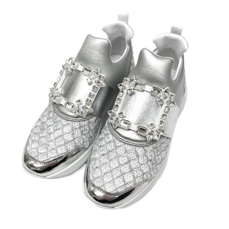 Roger Vivier クリスタル レザー スリッポン スニーカー ROGER VIVIER ロジェヴィヴィエ クリスタルバックル ラン