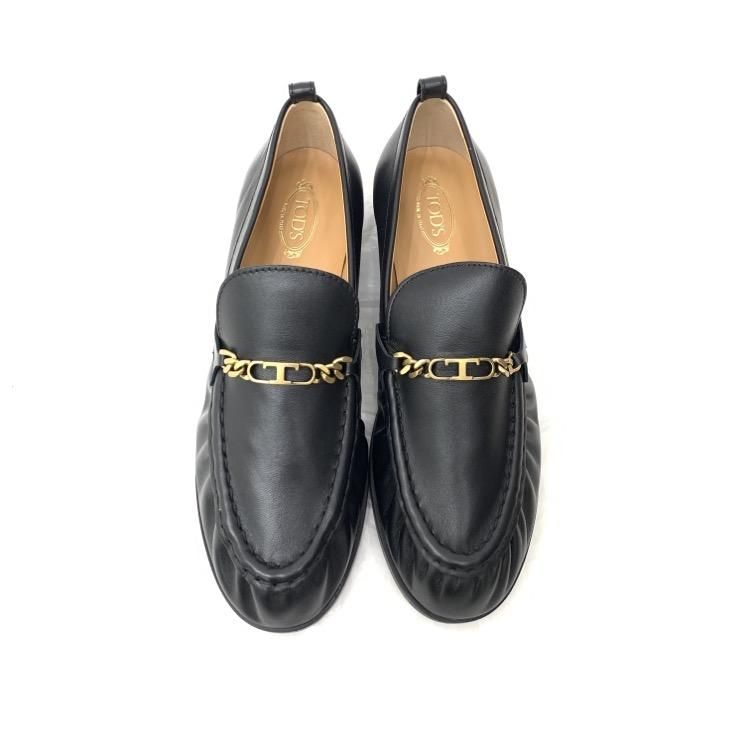 オンライン セールファッション - TODS 黒 レザー スリッポン