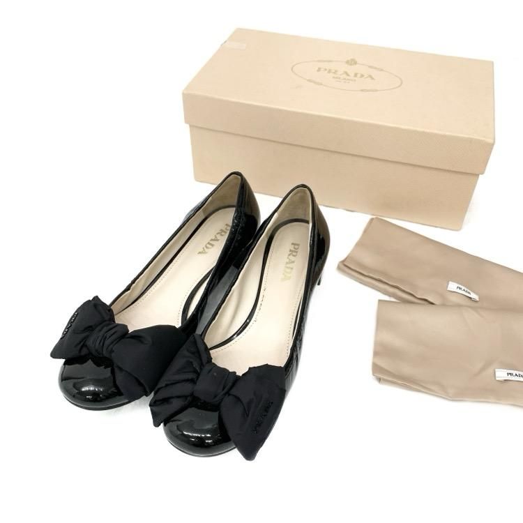 PRADA プラダ リボンパンプス エナメル ブラック 37.5 - 7YORKU ONLINE PRADA プラダ リボンパンプス エナメル ブラック 37.5 - 7YORKU ONLINE