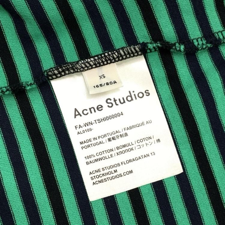 【美品】Acne Studiosアクネストゥディオズ Tシャツグリーン系xs Acne Studios アクネストゥディオズ フェイスパッチボーダーT