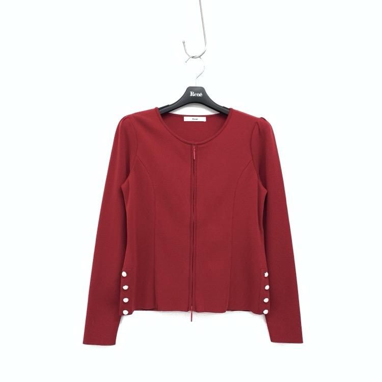 Rene ルネ カーディガン パール Rene ルネ ニット カーディガン パール装飾付 レッド 36 6632200