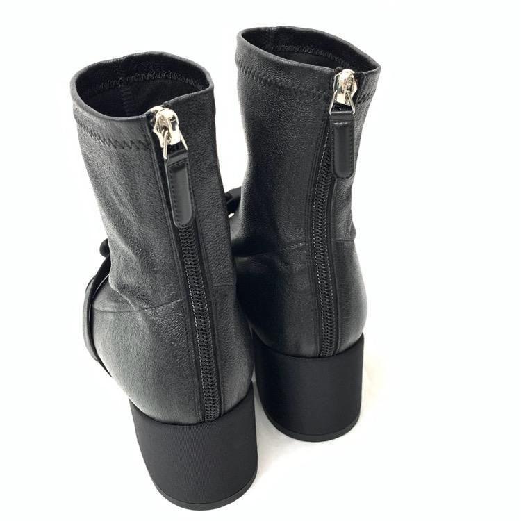 【CHANEL】シャネル リボン ショート ブーツ CHANEL シャネル リボンショート ブーツ ブラック 37.5