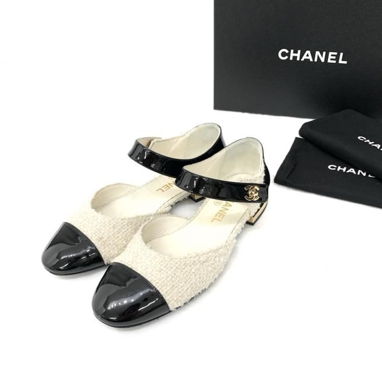 CHANEL シャネル メリージェーン ツイード×パテント フラット CHANEL シャネル メリージェーン ツイード×パテント フラット