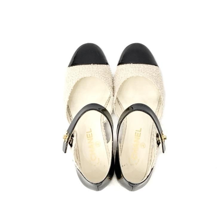 CHANEL シャネル メリージェーン ツイード×パテント フラット CHANEL シャネル メリージェーン ツイード×パテント フラット