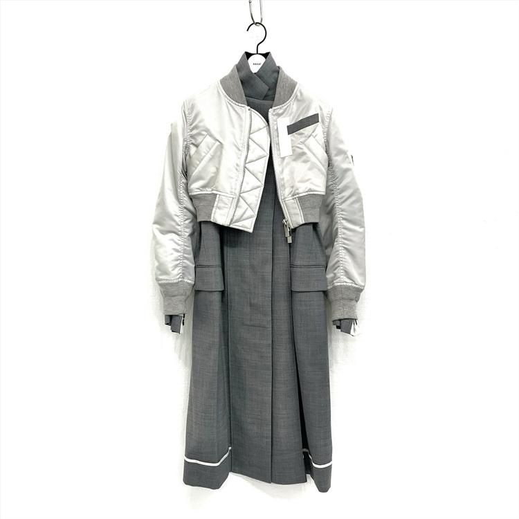 sacai サカイ Suiting Mix Coat MA-1 ドッキングコート グレー 1 sacai サカイ Suiting Mix Coat MA-1 ドッキングコート グレー 1