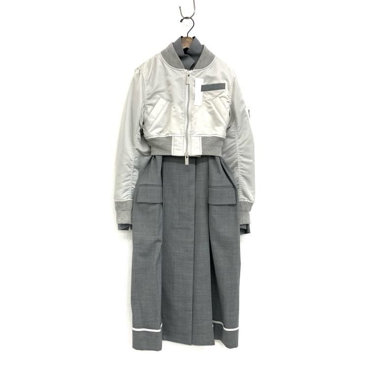 sacai サカイ Suiting Mix Coat MA-1 ドッキングコート グレー 1 sacai サカイ Suiting Mix Coat MA-1 ドッキングコート グレー 1