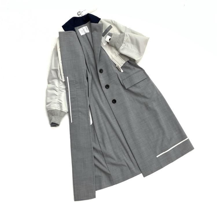 sacai サカイ Suiting Mix Coat MA-1 ドッキングコート グレー 1 sacai サカイ Suiting Mix Coat MA-1 ドッキングコート グレー 1