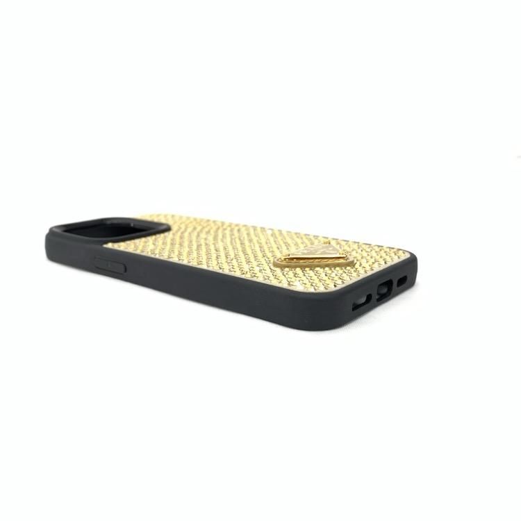 PRADA iPhone 13pro対応ケース クリスタル付き1ZH149 PRADA プラダ CRYSTAL iPhone 13Pro用 ケース ゴールド 1ZH149