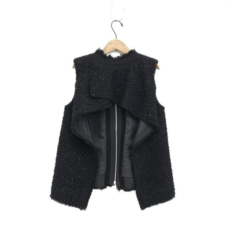 sacai サカイ TWEED TOP ツイード ジレ ベスト ブラック 1 21 sacai サカイ TWEED TOP ツイード ジレ ベスト ブラック 1 21