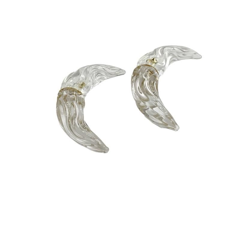 Mame Kurogouchi マメクロゴウチ Glass Demi Lunar Earrings ガラスピアス クリア 1 MM22FW-AC317  - 7YORKU ONLINE