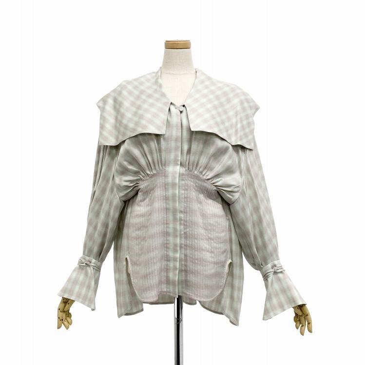 Mame Kurogouchi マメクロゴウチ Linen Mix Ombre Check Sailor Mame Kurogouchi マメクロゴウチ Linen Mix Ombre Check Sailor