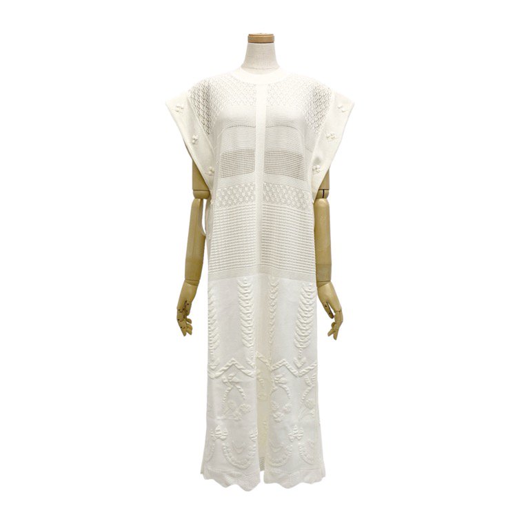Mame Kurogouchi マメクロゴウチ Multi-Pattern Sleeveless Knitted Dress ニットワンピース MM22PF-KN731