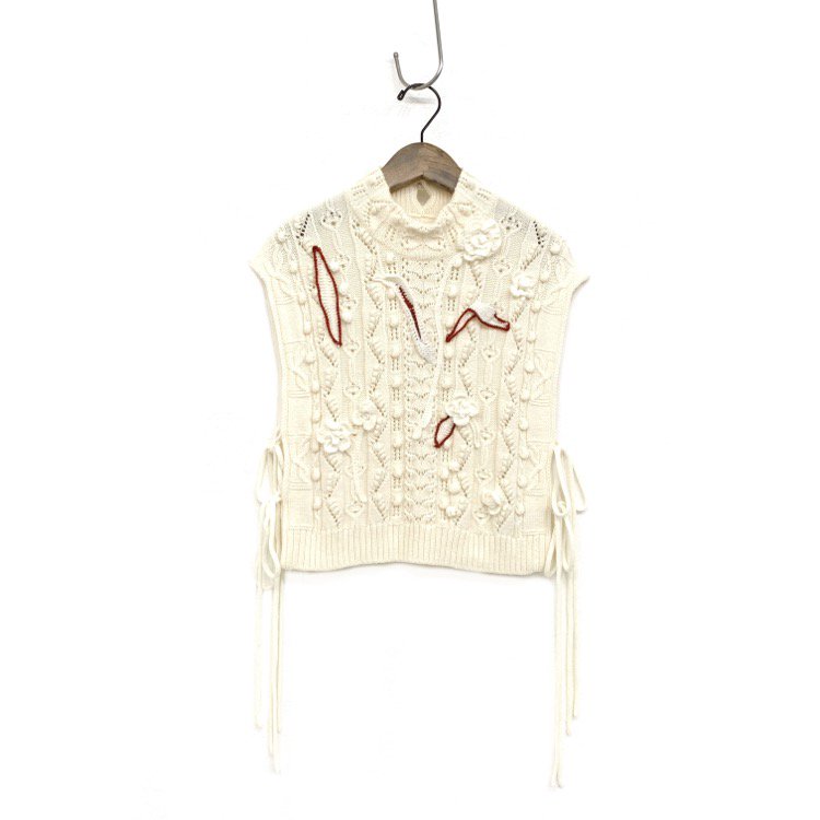 Mame Kurogouchi ޥ᥯ Hand-Knitted Floral Motif Vest ɽ˥åȥ٥ 1 MM22PF-KN728
