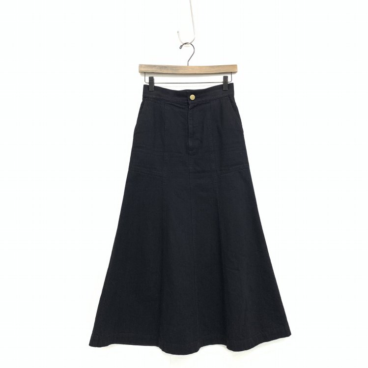 Mame Kurogouchi ޥ᥯ Trapeze Demin Skirt ǥ˥ե쥢 ֥å 1 MM22PF-SK714