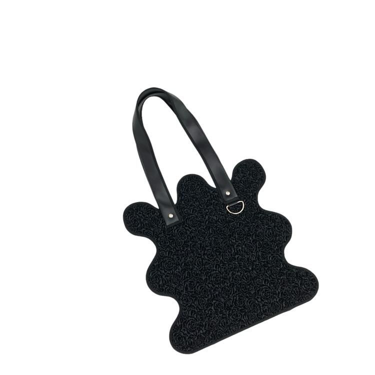 nori enomoto ノリエノモト wave tote bag / black shirring velours ...