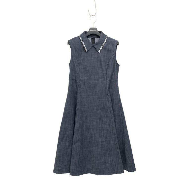 FOXEY French Border白襟ワンピース FOXEY NEWYORK フォクシー ドレス ル キャド 白襟・ビジュー襟