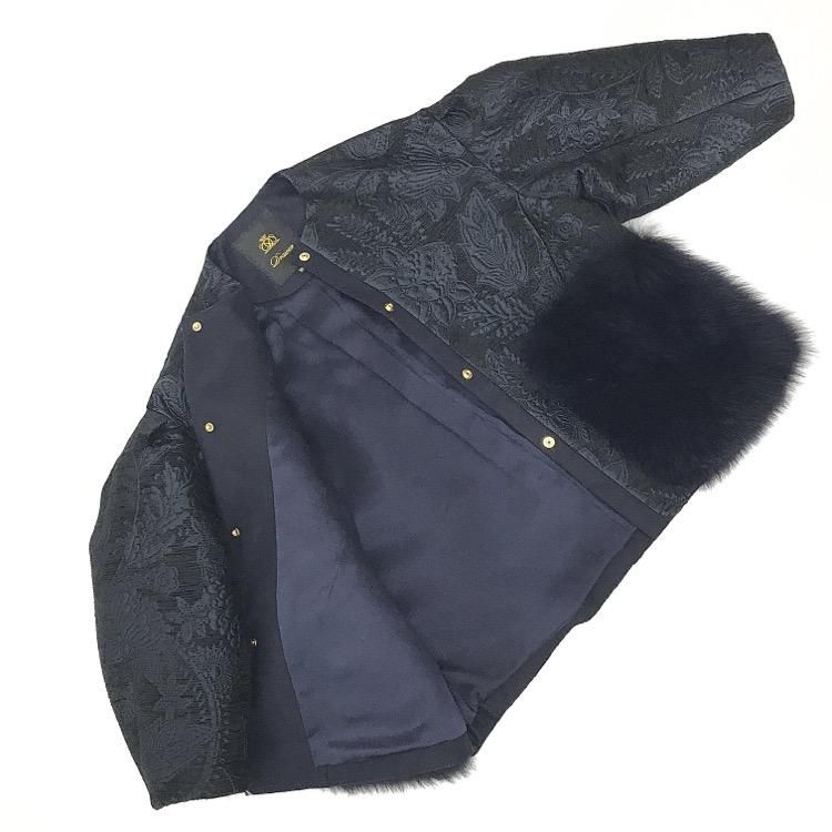 Drawer ドゥロワー ジャカードノーカラージャケット フォックス Drawer ドゥロワー ジャカードノーカラージャケット フォックス