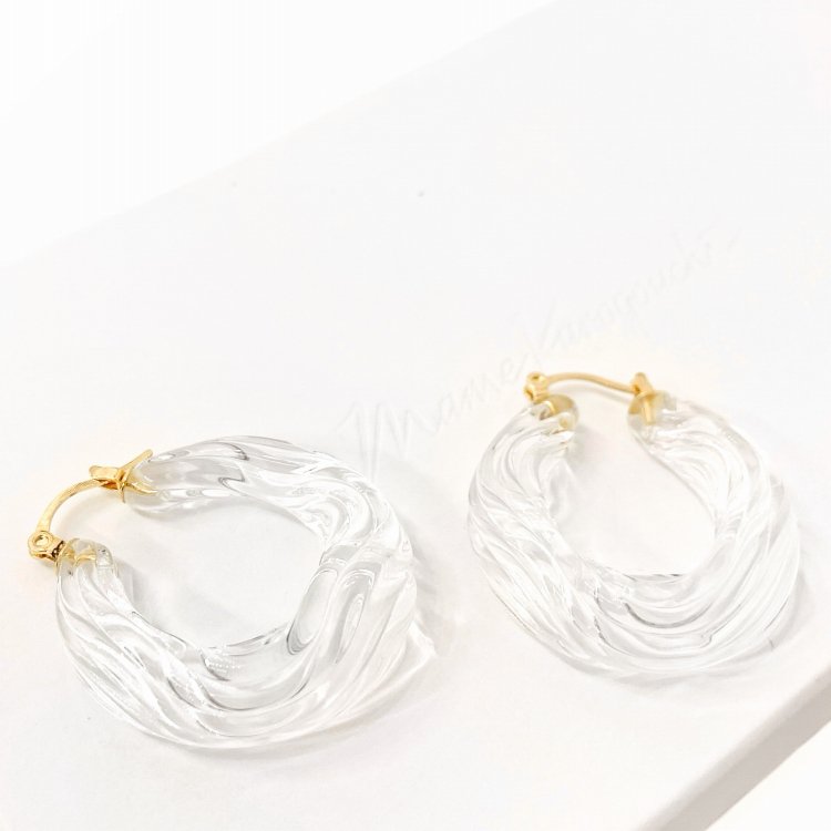 Mame Kurogouchi ޥ᥯ Glass Round Full Moon Earrings 饹եࡼԥ MM22FW-AC316