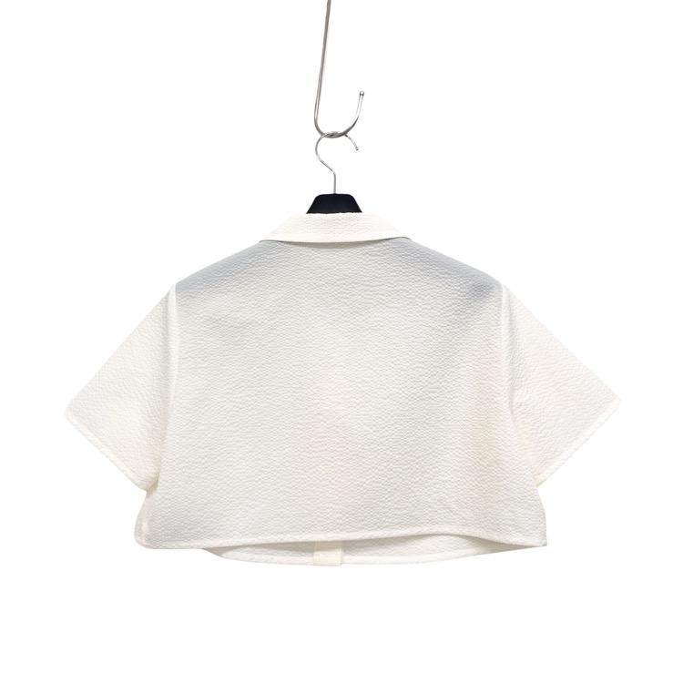 新品【Reneルネ】ホワイトロゴてんとう虫刺繍フード付きボレロ36 Rene ルネ ショート丈 ブラウス てんとう虫ボタン ホワイト 36