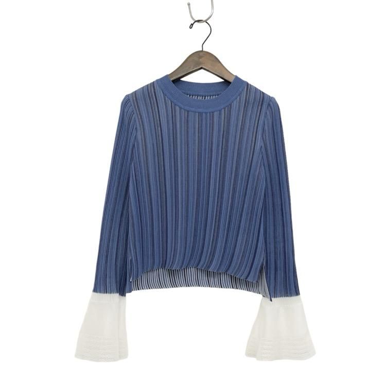 Mame Kurogouchi ޥ᥯ Ribbed Knit Top With Laced Cuff 졼ե֥˥å 2 MM21PS-KN725