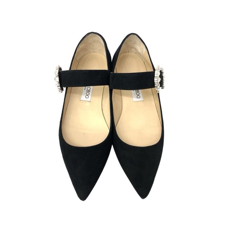 美品】JIMMY CHOO フラットシューズ 黒 グリッタ37.5|フラット 美品】JIMMY CHOO フラットシューズ 黒 グリッタ37.5|フラット