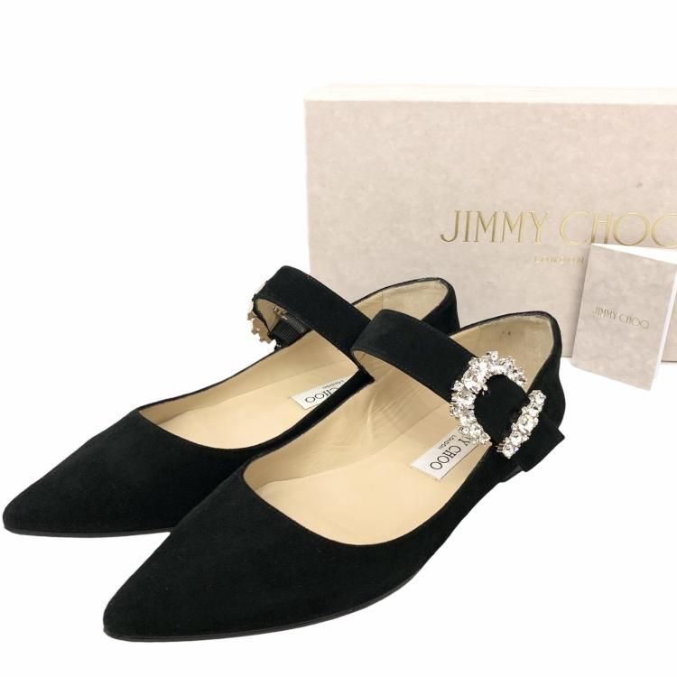 JIMMY CHOO ߡ奦 CHERI FLAT ݥƥåɥȥ եå 塼 ӥ塼Хå ֥å 37.5