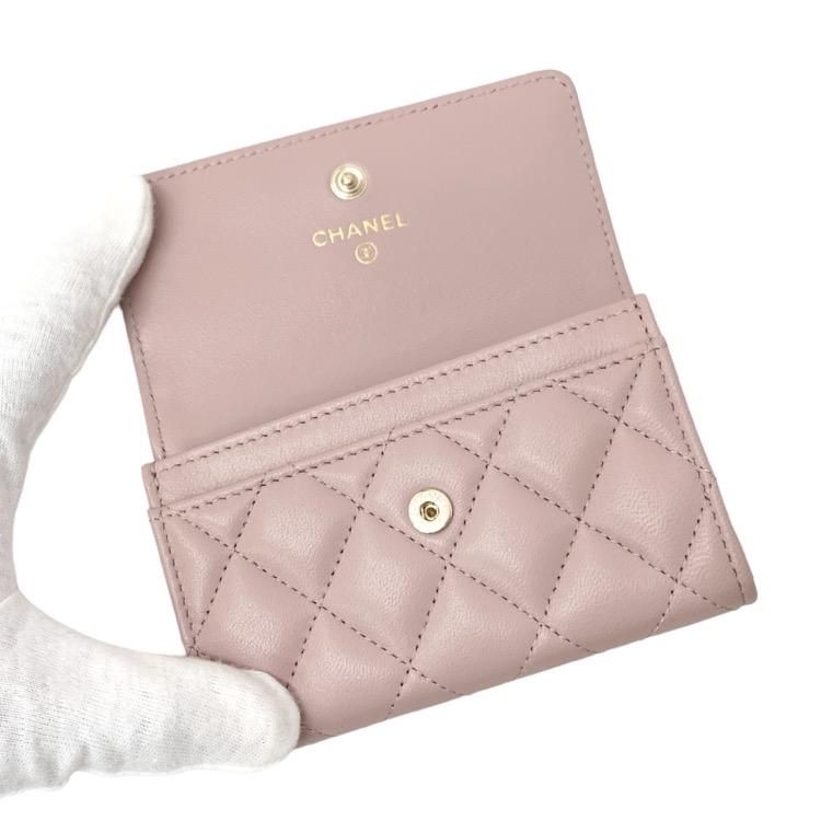 ≪24P★≫CHANEL フラップ カードケース パール 水玉 CHANEL シャネル フラップカードケース ラムスキン パールCC 内