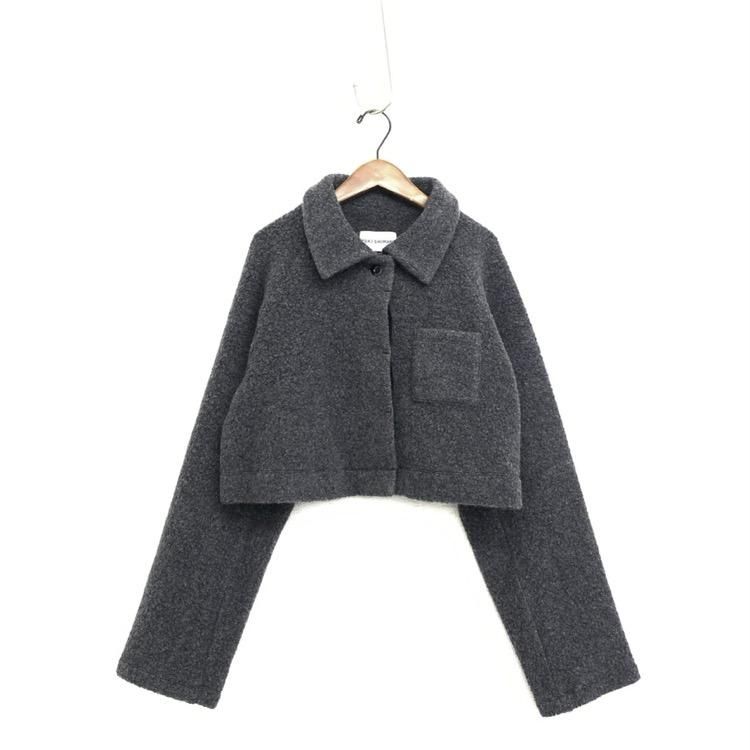 YUKI SHIMANE 業ޥ Baxy Cropped Jacket Boa MIXܥåץɥ㥱å YS23AW-JK02-GY-B