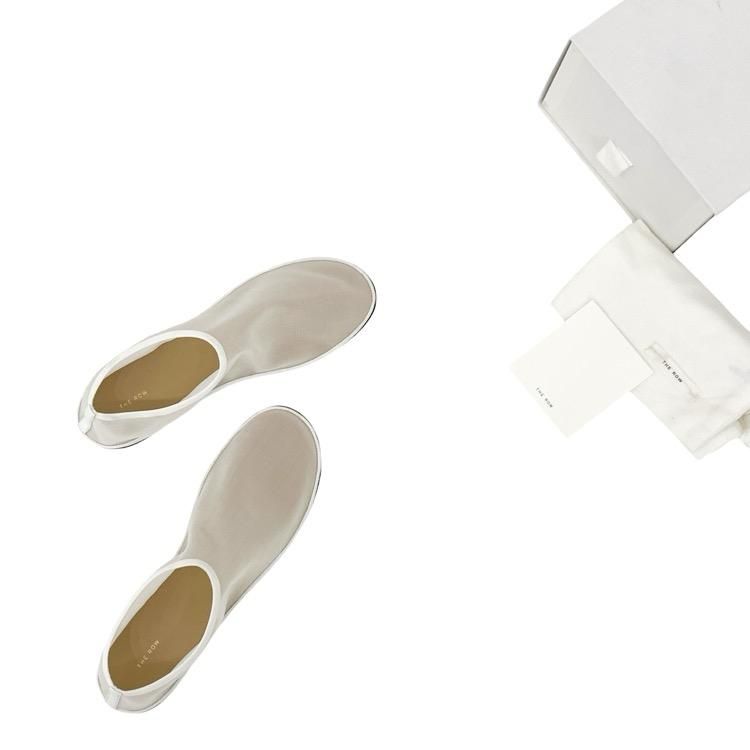 【関税込み】The Row ホワイト Sock フラットシューズ THE ROW ザ ロウ SOCK FLATS ナイロンメッシュスリッポン