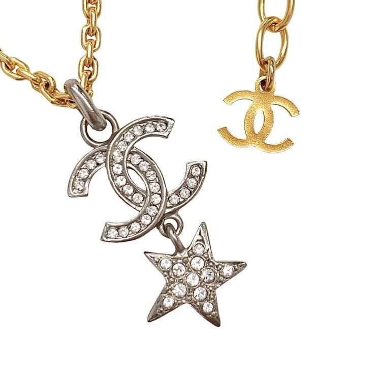 【スターモチーフ♪】CHANEL 星×CCロゴ ストール CHANEL シャネル スターモチーフ ネックレス ラインストーン CC