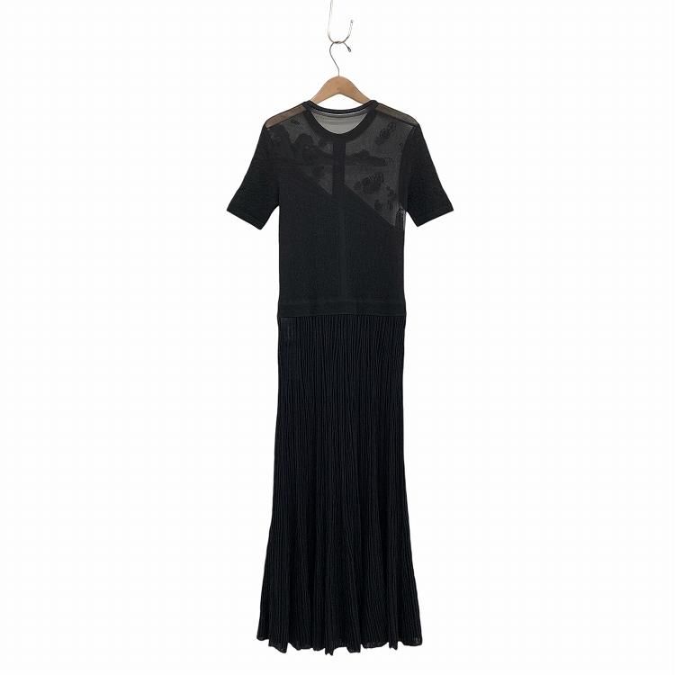 マメクロゴウチ ロングワンピース Candy Pleats Knit Dress Geometric Pattern Knitted Dress