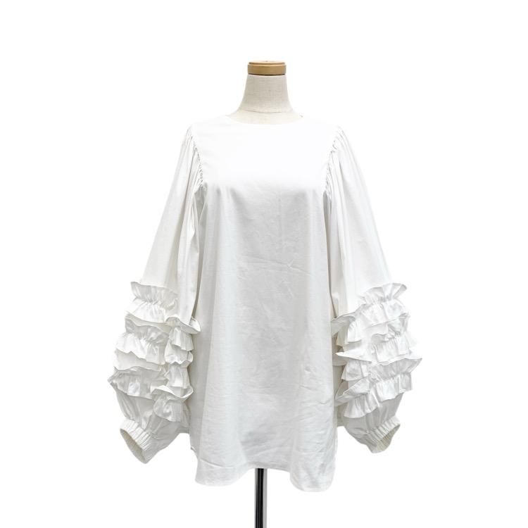 美品 23SS yori ヨリ 長袖 サークルフリルスリーブブラウス YR21