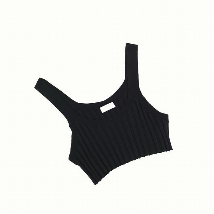 HYKE ϥ WIDE RIBBED SWEATER BUSTIER TOP 磻ɥ֥ӥȥå ֥å 231-11300