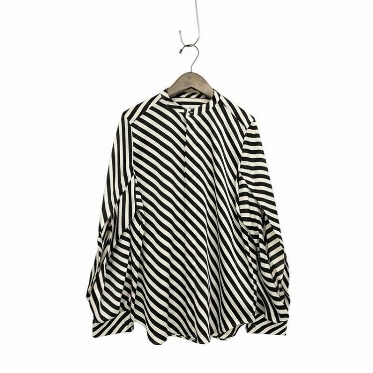 HYKE ϥ STRIPE HAMMER SATIN BLOUSE ȥ饤ץ֥饦 åȥ꡼ 1 242-15225