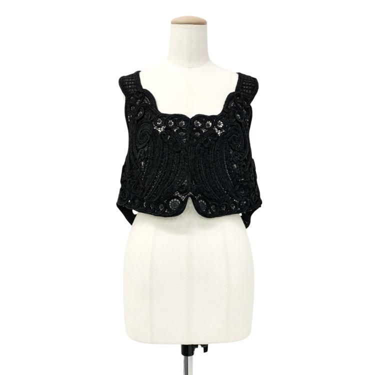 Mame Kurogouchi ޥ᥯ Cord Embroidery Vest ɻɽ٥ ֥å 1 MM22FW-SH037