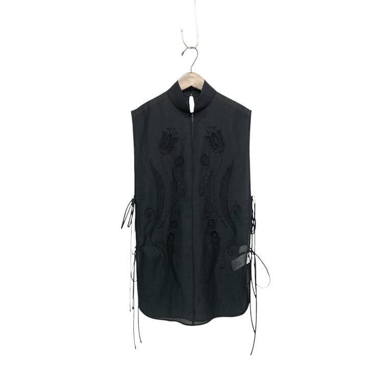 Mame Kurogouchi ޥ᥯ Sheer Embroidery Vest ɽ٥ ֥å 2 MM24FW-SH096