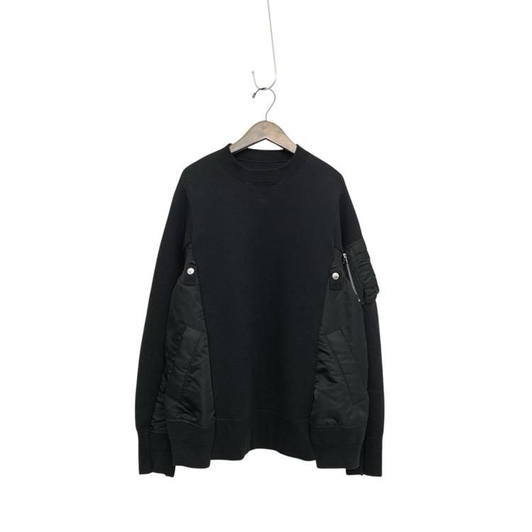 sacai  Sponge Sweat x Nylon Twill Pullover ݥ󥸥åȥץ륪С ֥å 1 SCM-058